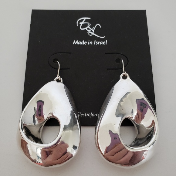 E&L Jewelry - E&L Israel Sterling Silver Electroform Drop Earrings